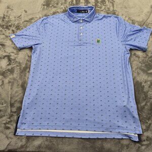 RLX Ralph Lauren Polo Shirt Mens Large Blue Golf Performance Marlin Fish Print